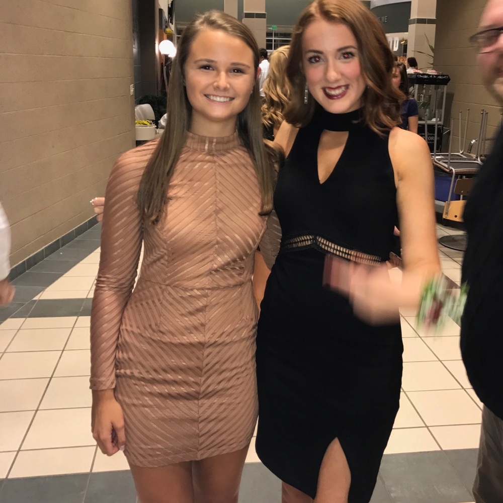 High neck nude dress